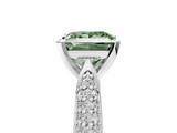 White gold Fancy Green Princess  Solitaire Pavé Diamond Engagement Ring with Four-Prong Setting_5