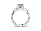 White gold Fancy Green Princess  Solitaire Pavé Diamond Milgrain Engagement Ring with Four-Prong Setting_3