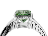 White gold Fancy Green Princess  Solitaire Pavé Diamond Milgrain Engagement Ring with Four-Prong Setting_4