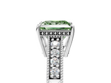 White gold Fancy Green Princess  Solitaire Pavé Diamond Milgrain Engagement Ring with Four-Prong Setting_5