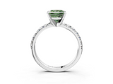 White gold Fancy Green Princess  Solitaire Pave Diamond Engagement Ring with Four-Prong Setting_3