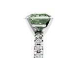 White gold Fancy Green Princess  Solitaire Pave Diamond Engagement Ring with Four-Prong Setting_5