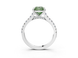 White gold Fancy Green Princess  Solitaire Pave Diamond Engagement Ring with Prong Setting_3