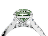 White gold Fancy Green Princess  Solitaire Pave Diamond Engagement Ring with Prong Setting_4