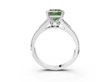 White gold Fancy Green Princess  Solitaire Pave Split Shank Engagement Ring with Six-Prong Setting_3