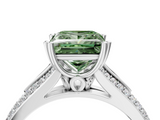 White gold Fancy Green Princess  Solitaire Pave Split Shank Engagement Ring with Six-Prong Setting_4