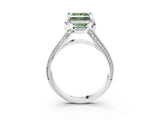 White gold Fancy Green Princess  Solitaire Pave Split Shank Ring with Four-Prong Setting_126