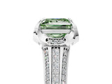 White gold Fancy Green Princess  Solitaire Pave Split Shank Ring with Four-Prong Setting_128