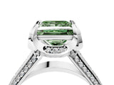 White gold Fancy Green Princess  Solitaire Pave Split Shank Ring with Four-Prong Setting_13