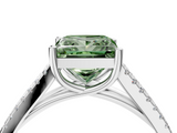 White gold Fancy Green Princess  Solitaire Split Shank Pavé Diamond Engagement Ring_4
