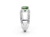 White gold Fancy Green Princess  Solitaire Split Shank Pave Diamond Ring_30