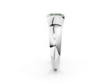White gold Fancy Green Princess  Solitaire Tension Set Diamond Ring with Wide Band_2