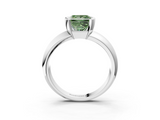 White gold Fancy Green Princess  Solitaire Tension Set Diamond Ring with Wide Band_3