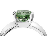 White gold Fancy Green Princess  Solitaire Tension Set Diamond Ring with Wide Band_4