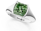 White gold Fancy Green Princess  Solitaire Tension Set Diamond Ring_1