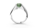 White gold Fancy Green Princess  Solitaire Tension Set Diamond Ring_3