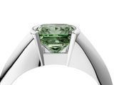 White gold Fancy Green Princess  Solitaire Tension Set Diamond Ring_4