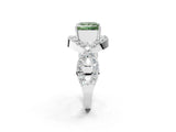 White gold Fancy Green Princess  Solitaire Twist Band Pavé Diamond Engagement Ring_34