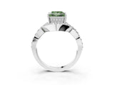 White gold Fancy Green Princess  Solitaire Twist Band Pavé Diamond Engagement Ring_35
