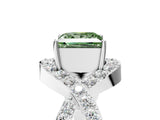White gold Fancy Green Princess  Solitaire Twist Band Pavé Diamond Engagement Ring_37
