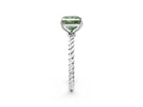 White gold Fancy Green Princess  Solitaire Twist Band Ring with Four-Prong Setting_139