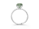 White gold Fancy Green Princess  Solitaire Twist Band Ring with Four-Prong Setting_141