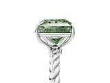 White gold Fancy Green Princess  Solitaire Twist Band Ring with Four-Prong Setting_143