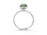 White gold Fancy Green Princess  Solitaire Twist Band Ring with Four-Prong Setting_16