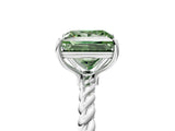 White gold Fancy Green Princess  Solitaire Twist Band Ring with Four-Prong Setting_18