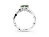 White gold Fancy Green Princess  Solitaire Twist Band Six-Prong Setting 4