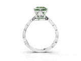 White gold Fancy Green Princess  Solitaire Twist Band with Leaf Prong Setting 4