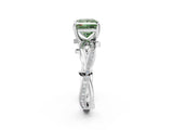 White gold Fancy Green Princess  Solitaire Twist Band with Pavé Accents and Four-Prong Setting_22