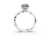 White gold Fancy Green Princess  Solitaire Twist Band with Pavé Accents and Four-Prong Setting_23