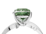White gold Fancy Green Princess  Solitaire Twist Band with Pavé Accents and Four-Prong Setting_24