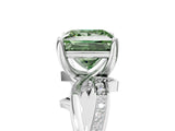 White gold Fancy Green Princess  Solitaire Twist Band with Pavé Accents and Four-Prong Setting_25