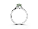 White gold Fancy Green Princess  Solitaire Twist Band with Pavé Diamonds and Four-Prong Setting_61