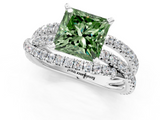 White gold Fancy Green Princess  Solitaire Twist Band with Pavé Setting and Four-Prong Setting_1