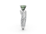 White gold Fancy Green Princess  Solitaire Twist Band with Pavé Setting and Four-Prong Setting_2