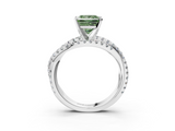 White gold Fancy Green Princess  Solitaire Twist Band with Pavé Setting and Four-Prong Setting_3
