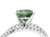 White gold Fancy Green Princess  Solitaire Twist Band with Pavé Setting and Four-Prong Setting_4