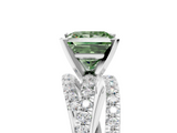 White gold Fancy Green Princess  Solitaire Twist Band with Pavé Setting and Four-Prong Setting_5