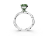 White gold Fancy Green Princess  Solitaire Twist Band with Pave Prong Setting_3