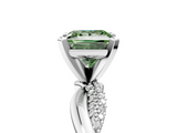 White gold Fancy Green Princess  Solitaire Twist Band with Pave Prong Setting_5