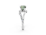 White gold Fancy Green Princess  Solitaire Twist Band with Pave Set Diamonds and Four-Prong Setting_2