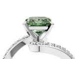 White gold Fancy Green Princess  Solitaire Twist Band with Pave Set Diamonds and Four-Prong Setting_4