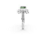 White gold Fancy Green Princess  Solitaire Twisted Band Scroll Prong Ring_5