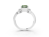 White gold Fancy Green Princess  Solitaire Twisted Band Scroll Prong Ring_6