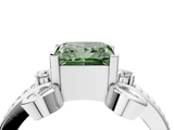 White gold Fancy Green Princess  Solitaire Twisted Band Scroll Prong Ring_7