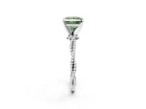 White gold Fancy Green Princess  Solitaire Twisted Band with Bead Prong Setting_72