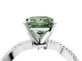 White gold Fancy Green Princess  Solitaire Twisted Band with Bead Prong Setting_74